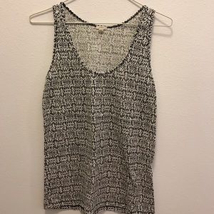 J Crew XS Sequin Black and White mosaic tank